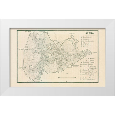 Siena Italy - Castro 1870  White Modern Wood Framed Art Print by Castro