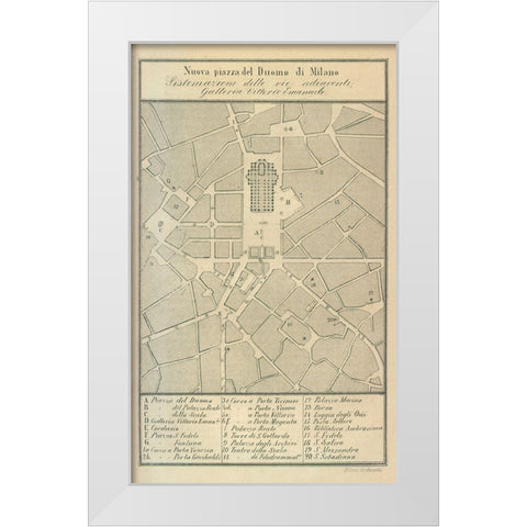 Milano Italy - Castro 1870  White Modern Wood Framed Art Print by Castro