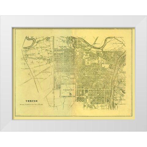 Torino Italy - Muggiani 1865  White Modern Wood Framed Art Print by Muggiani