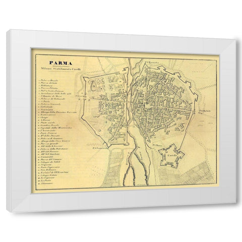 Parma Italy - Muggiani 1865  White Modern Wood Framed Art Print by Muggiani