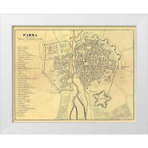 Parma Italy - Muggiani 1865  White Modern Wood Framed Art Print by Muggiani