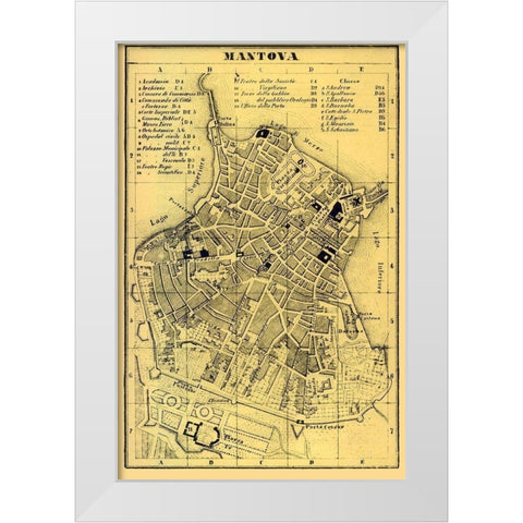 Mantova Italy - Muggiani 1865  White Modern Wood Framed Art Print by Muggiani