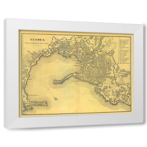Genova Italy - Muggiani 1865  White Modern Wood Framed Art Print by Muggiani