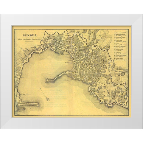 Genova Italy - Muggiani 1865  White Modern Wood Framed Art Print by Muggiani