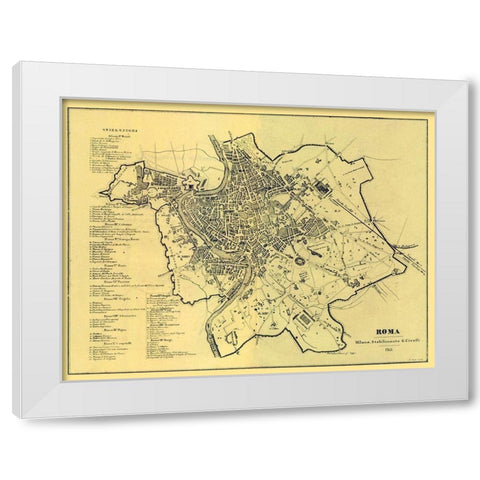 Roma Italy - Castro 1870  White Modern Wood Framed Art Print by Castro