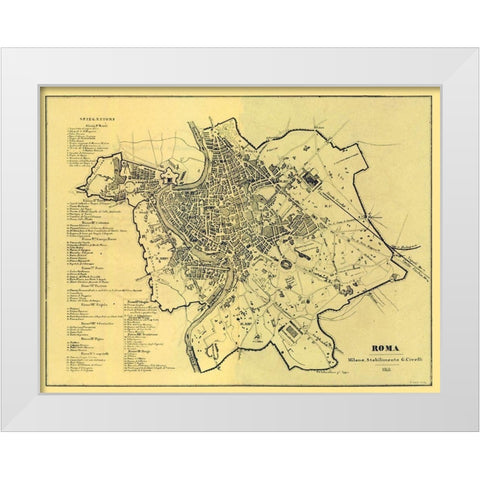 Roma Italy - Castro 1870  White Modern Wood Framed Art Print by Castro