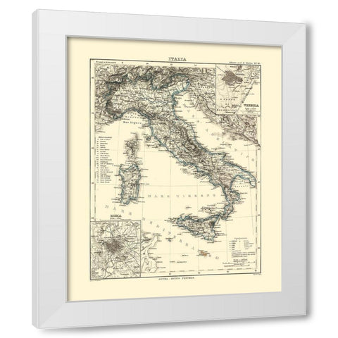Italy - Perthes 1870  White Modern Wood Framed Art Print by Perthes