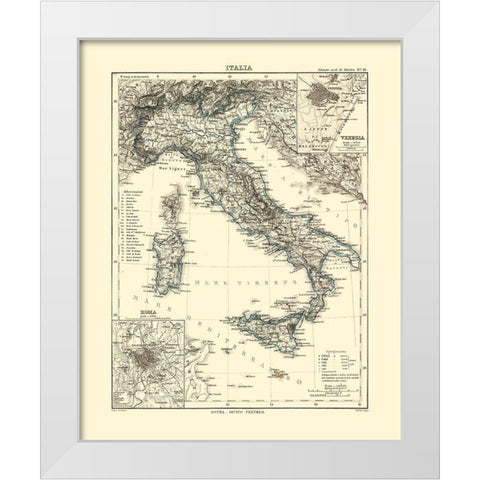 Italy - Perthes 1870  White Modern Wood Framed Art Print by Perthes