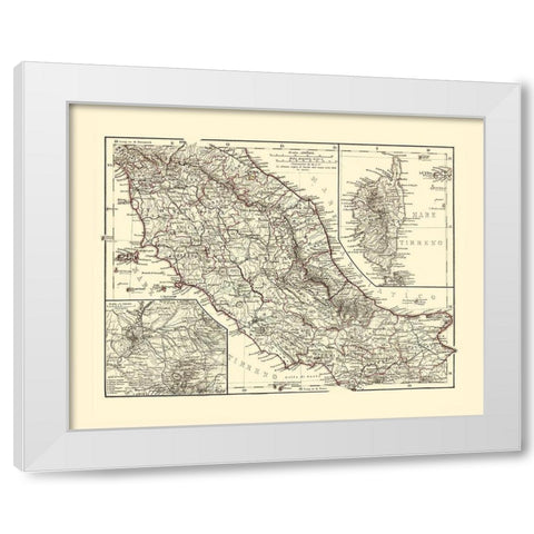 Central Italy - Perthes 1870  White Modern Wood Framed Art Print by Perthes