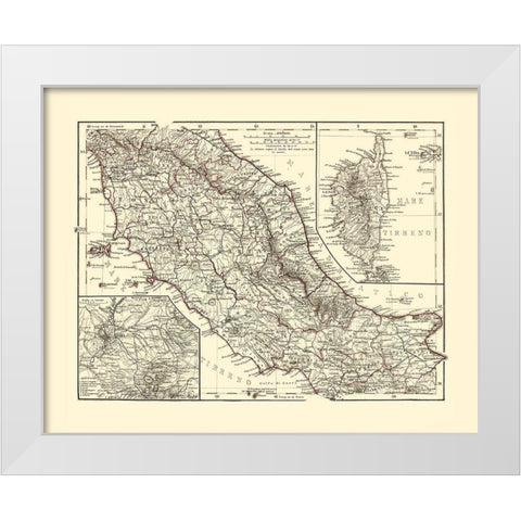 Central Italy - Perthes 1870  White Modern Wood Framed Art Print by Perthes