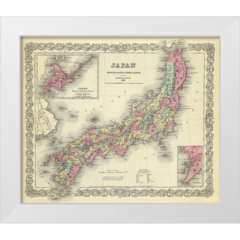 Yesso Kuriles Japan - Colton 1856 White Modern Wood Framed Art Print by Colton