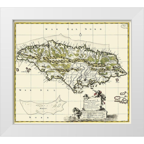 Americae Septentrionalis Caribbean Jamaica White Modern Wood Framed Art Print by Visser