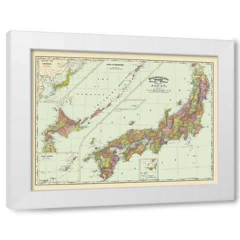 Japan - Rand McNally 1897 White Modern Wood Framed Art Print by Rand McNally
