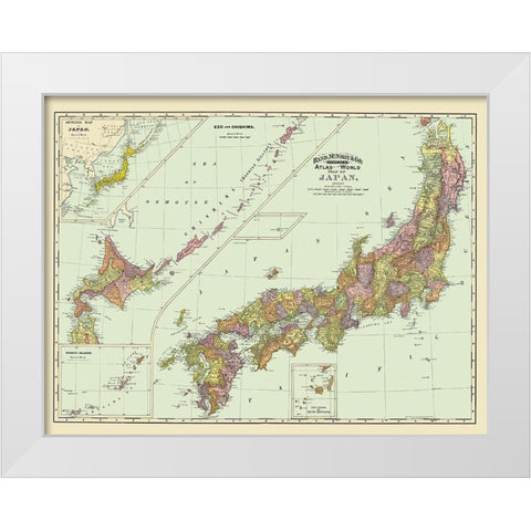 Japan - Rand McNally 1897 White Modern Wood Framed Art Print by Rand McNally