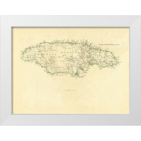 Caribbean Jamaica - Jefferys 1760 White Modern Wood Framed Art Print by Jefferys