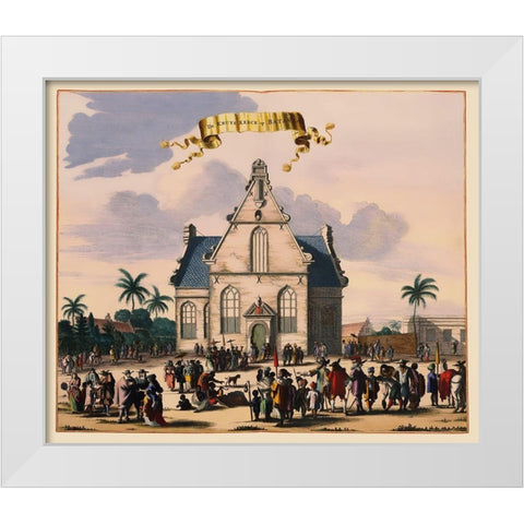 Jakarta Indonesia Picture Asia - Nieuhoff 1682 White Modern Wood Framed Art Print by Nieuhoff