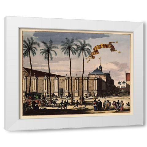 The Stadthuys Indonesia Picture Asia White Modern Wood Framed Art Print by Nieuhoff