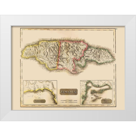 Caribbean Jamaica - Thomson 1821 White Modern Wood Framed Art Print by Thomson