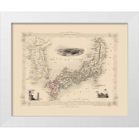 Asia Japan Korea - Tallis 1851 White Modern Wood Framed Art Print by Tallis