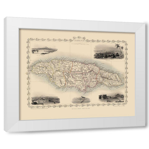 Caribbean Jamaica - Tallis 1851 White Modern Wood Framed Art Print by Tallis