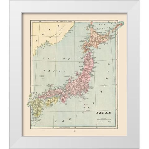 Japan - Cram 1892 White Modern Wood Framed Art Print by Cram