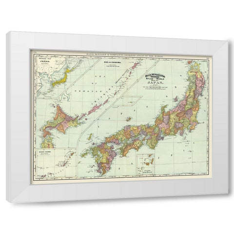 Japan - Rand McNally 1897 White Modern Wood Framed Art Print by Rand McNally