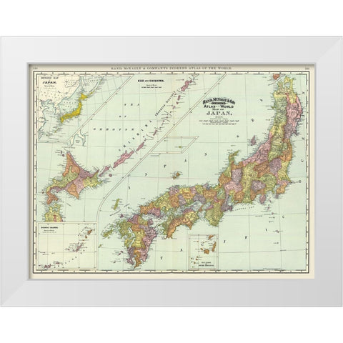 Japan - Rand McNally 1897 White Modern Wood Framed Art Print by Rand McNally