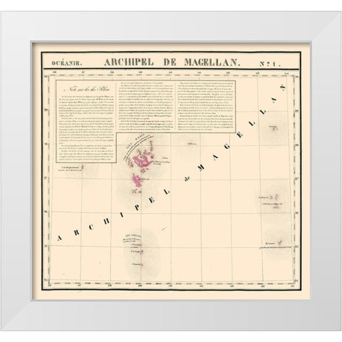Archipel de Magellan Japan - Vandermaelen 1827 White Modern Wood Framed Art Print by Vandermaelen