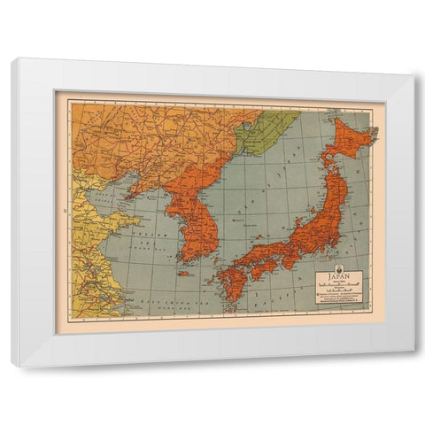 Japan - Clement 1943 White Modern Wood Framed Art Print by Clement