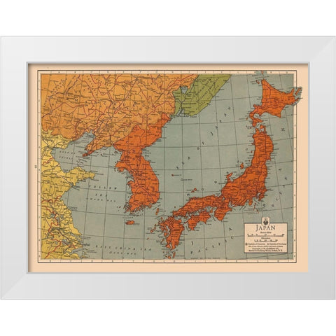 Japan - Clement 1943 White Modern Wood Framed Art Print by Clement