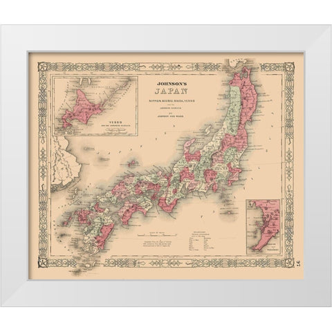 Japan - Johnson 1864 White Modern Wood Framed Art Print by Johnson