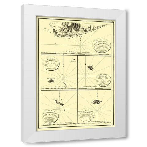 Islands Japan - Boussole 1787 White Modern Wood Framed Art Print by Boussole