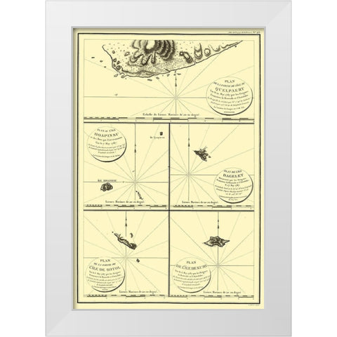Islands Japan - Boussole 1787 White Modern Wood Framed Art Print by Boussole