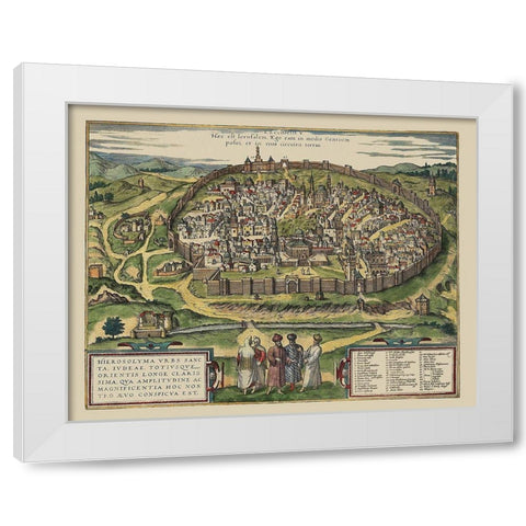 The Holy City Jerusalem Israel - Braun 1575 White Modern Wood Framed Art Print by Braun