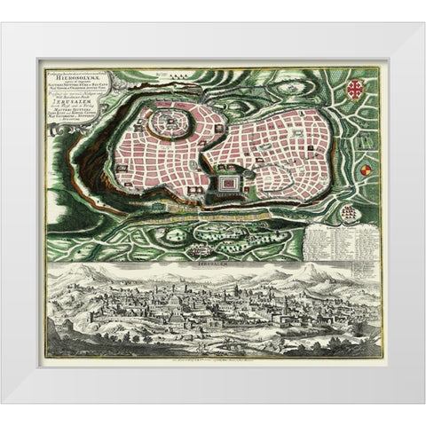 The Holy City Jerusalem Israel - Braun 1735 White Modern Wood Framed Art Print by Braun