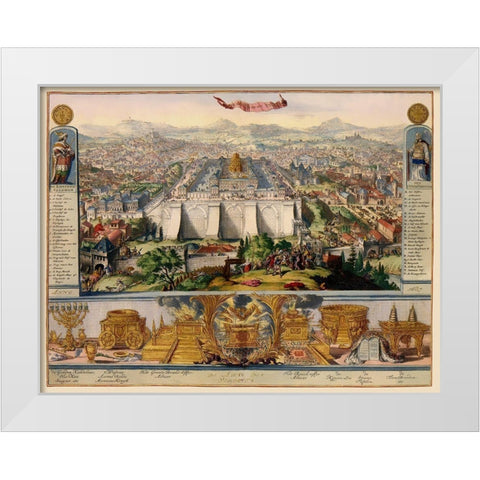 Jerusalem Israel Temple Picture - DHooghe 1687 White Modern Wood Framed Art Print by D''Hooghe