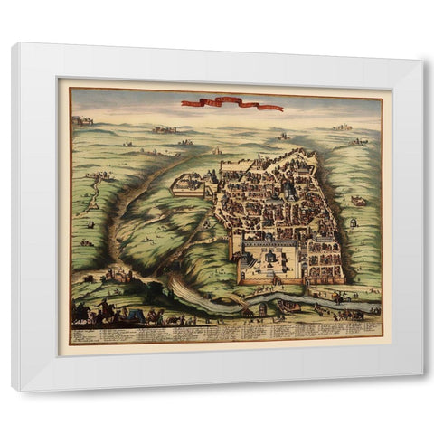 Jerusalem Israel Panoramic - 1600 White Modern Wood Framed Art Print by Unknown