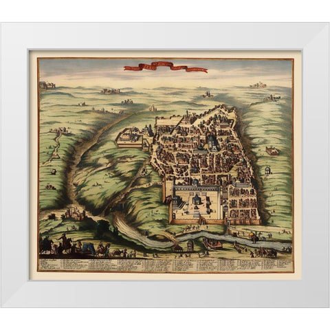 Jerusalem Israel Panoramic - 1600 White Modern Wood Framed Art Print by Unknown