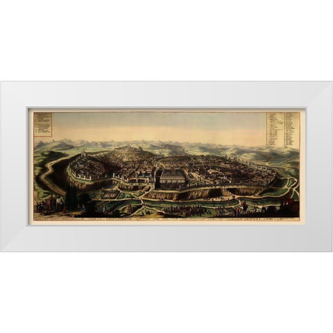 Jerusalem Israel Panoramic - 1690 White Modern Wood Framed Art Print by Unknown