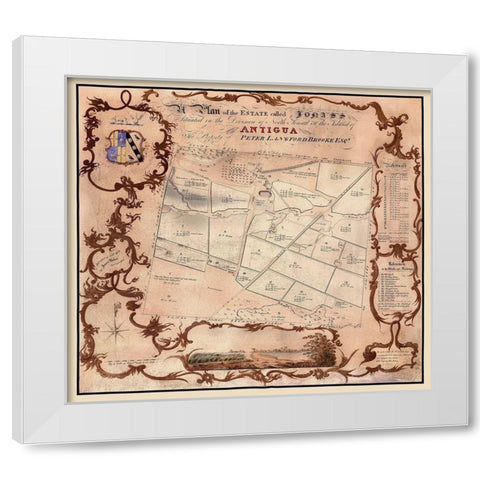 Jonas Estate Antigua Caribbean - Baker 1821 White Modern Wood Framed Art Print by Baker