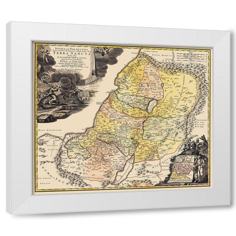 Judea Palestine Holy Land Israel - Homann 1744 White Modern Wood Framed Art Print by Homann