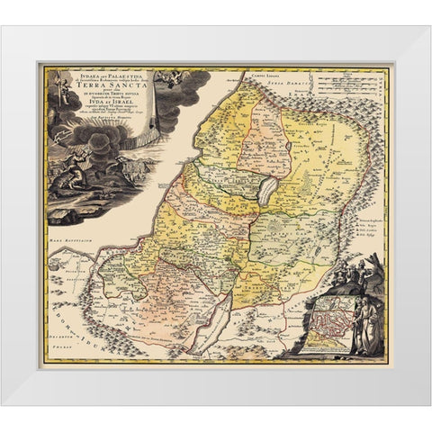 Judea Palestine Holy Land Israel - Homann 1744 White Modern Wood Framed Art Print by Homann