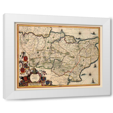 Kent County England - Blaeu 1646 White Modern Wood Framed Art Print by Blaeu