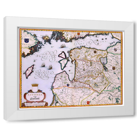 Eastern Europe Latvia Estonia - Blaeu 1662 White Modern Wood Framed Art Print by Blaeu