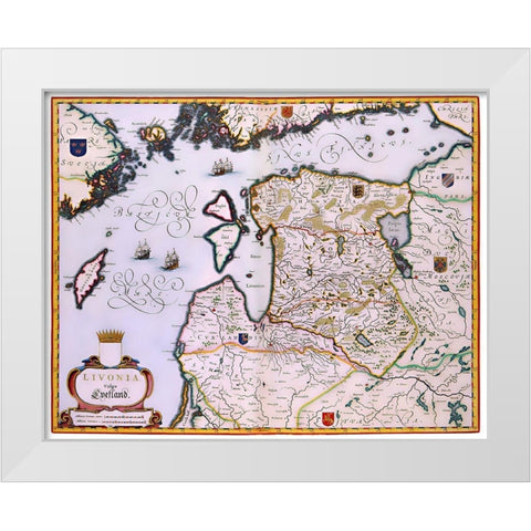 Eastern Europe Latvia Estonia - Blaeu 1662 White Modern Wood Framed Art Print by Blaeu