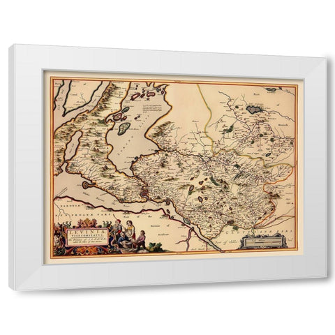 Great Britain Lennox District Scotland - Blaeu White Modern Wood Framed Art Print by Blaeu