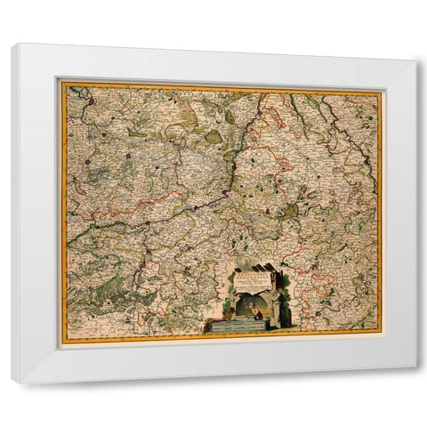 Benelux Liege Belgium - Visscher 1681 White Modern Wood Framed Art Print by Visscher