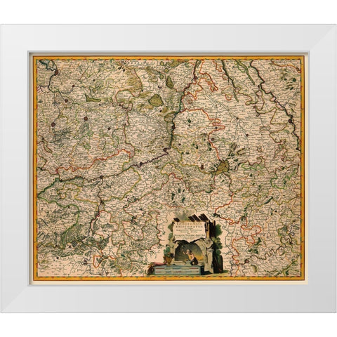 Benelux Liege Belgium - Visscher 1681 White Modern Wood Framed Art Print by Visscher