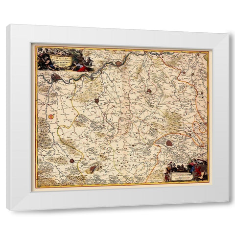 Benelux Limburg Valkenburg Belgium - Visscher 1680 White Modern Wood Framed Art Print by Visscher