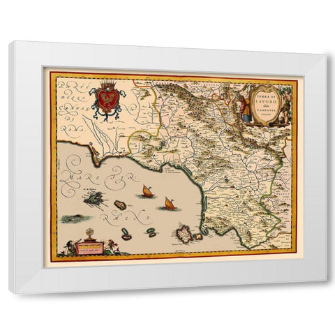 Livorno Region Italy - Blaeu 1640 White Modern Wood Framed Art Print by Blaeu